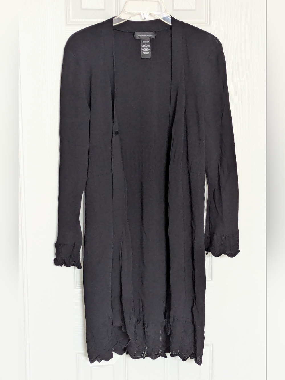 Women's (Medium) Long Cardigan Sweater w/Tie-Close & Detailed Butterfly Sleeves